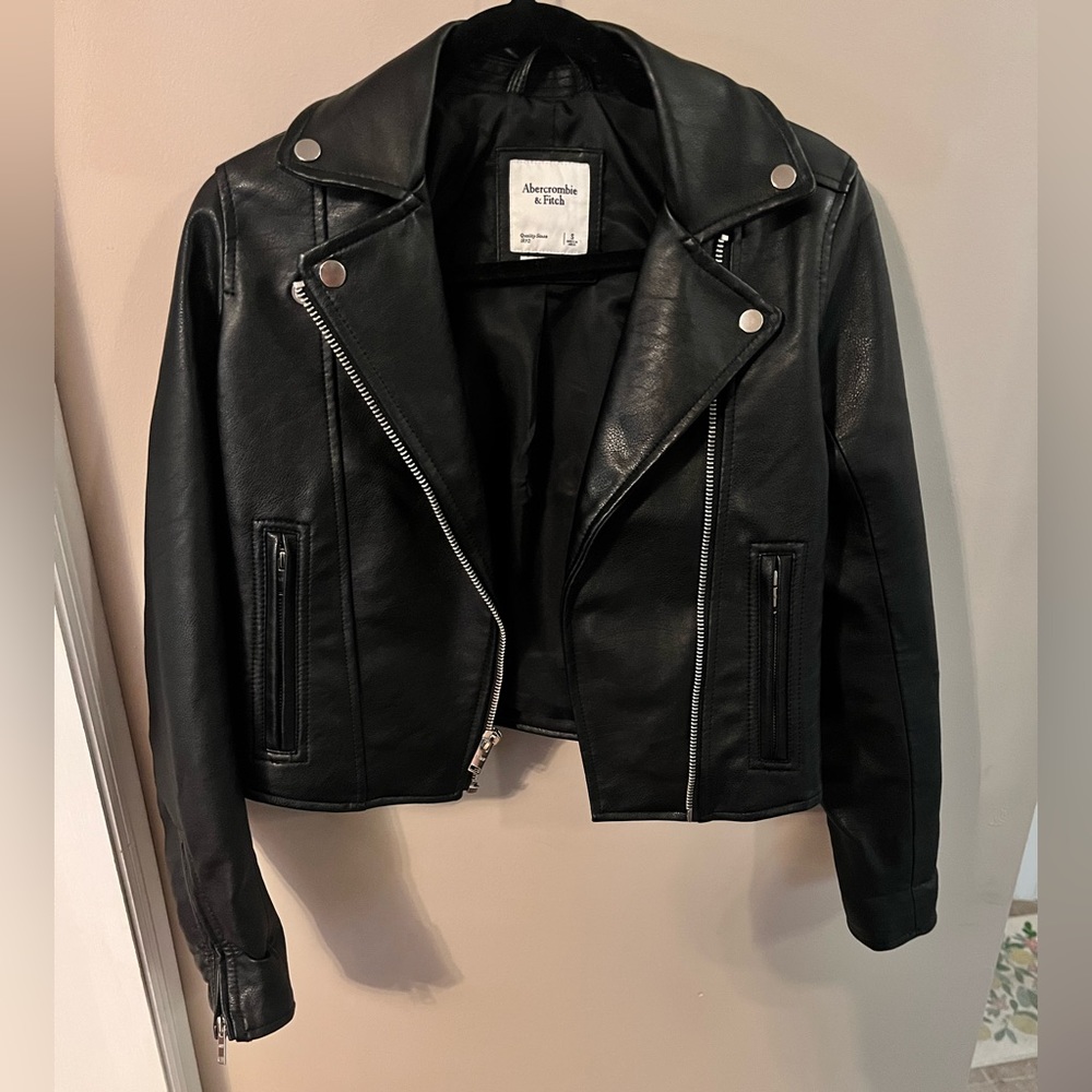 Abercrombie & Fitch Black Biker Leather Jacket